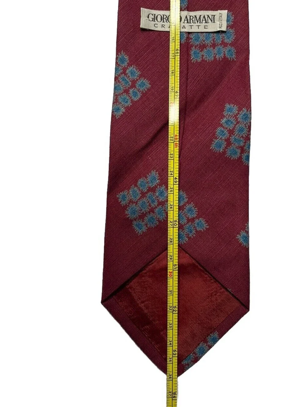 Giorgio Armani Authentic Cravatte Neck Tie 100% Lino Flax Lin Burgundy Italy